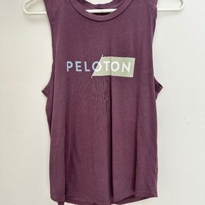 Peloton Plum Muscle Tank with Green Logo
